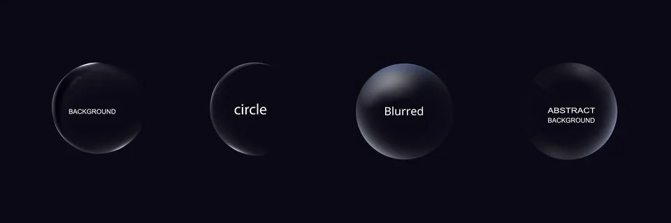 Abstract circle shapes with gradient isolated on black background. Vector set Stock Illustration