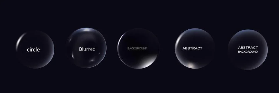 Abstract circle shapes with gradient isolated on black background. Vector set Stock Illustration