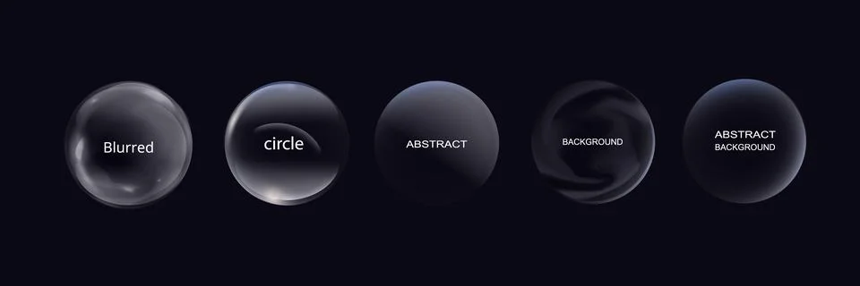Abstract circle shapes with gradient isolated on black background. Vector set Stock Illustration