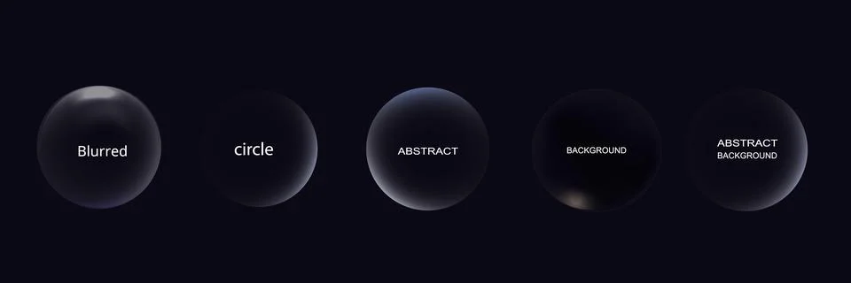 Abstract circle shapes with gradient isolated on black background. Vector set Illustrazione stock