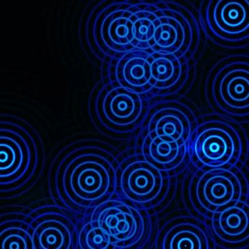 Abstract circle sound waves oscillating dark blue background Stock Illustration