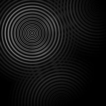 Abstract circle sound waves oscillating dark gray background Stock Illustration
