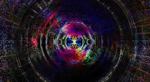 Abstract circle structure on black background, computer graphic design Stock Illustration