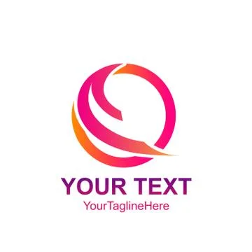 Abstract circle swoosh vector logo design template element. Creative pink red Stock Illustration