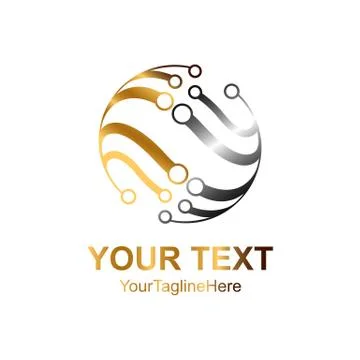 Abstract circle tech shiny logo concept colored gold silver for business comp Illustrazione stock