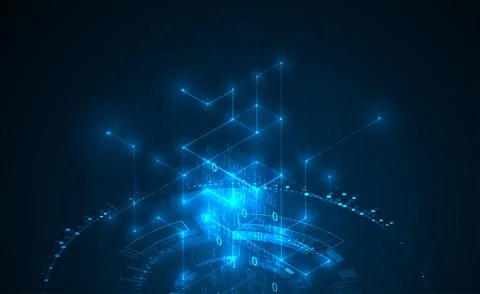 Abstract circle technology concept. Circuit board, high computer color backgr Stock Illustration