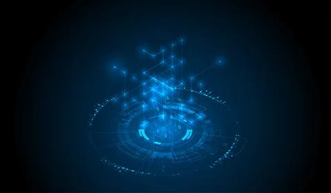 Abstract circle technology concept. Circuit board, high computer color backgr Stock Illustration
