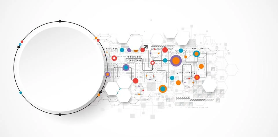 Abstract circle technology concept. Circuit board, high computer color backgr Stock Illustration