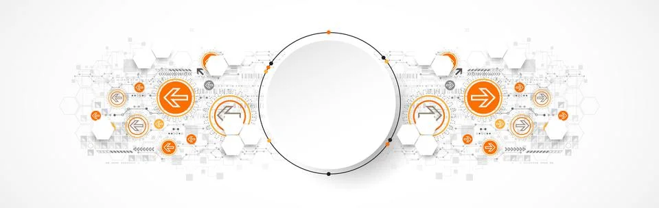 Abstract circle technology concept. Circuit board, high computer color backgr Stock Illustration