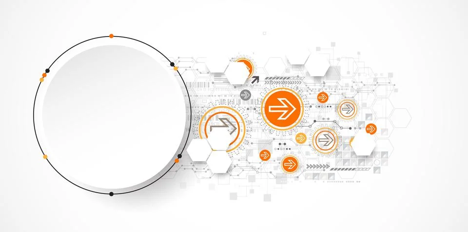 Abstract circle technology concept. Circuit board, high computer color backgr 스톡 일러스트