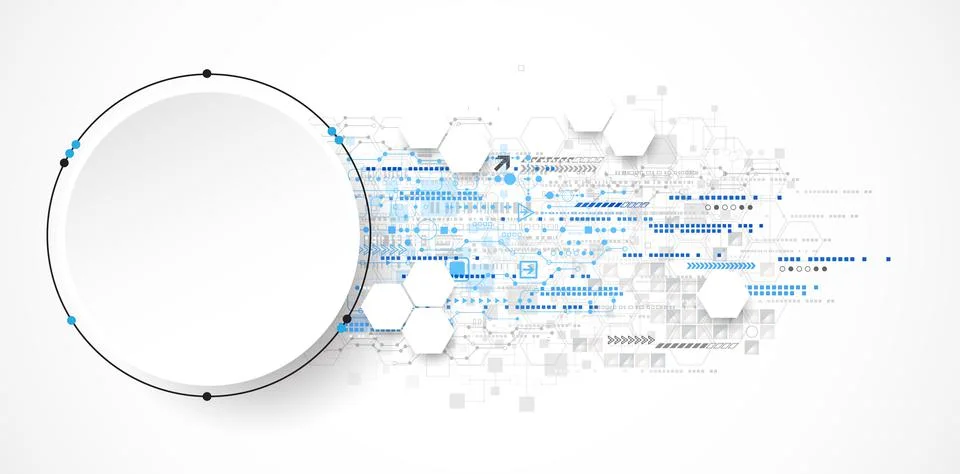 Abstract circle technology concept. Circuit board, high computer color backgr Stock Illustration