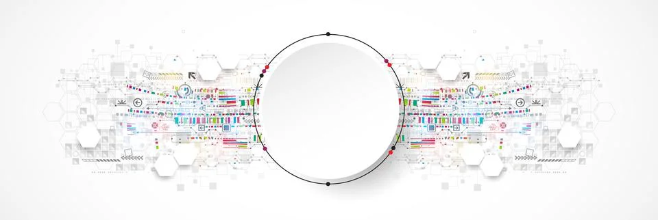 Abstract circle technology concept. Circuit board, high computer color backgr Stock Illustration