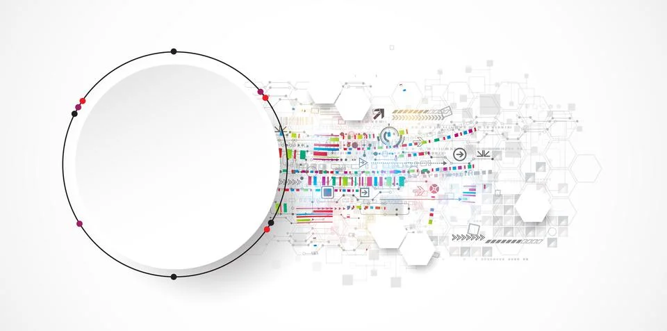 Abstract circle technology concept. Circuit board, high computer color backgr Stock Illustration
