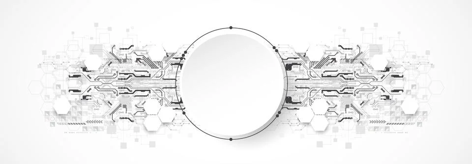 Abstract circle technology concept. Circuit board, high computer color backgr Stock Illustration