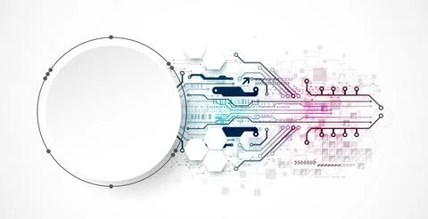 Abstract circle technology concept. Circuit board, high computer color backgr Stock Illustration