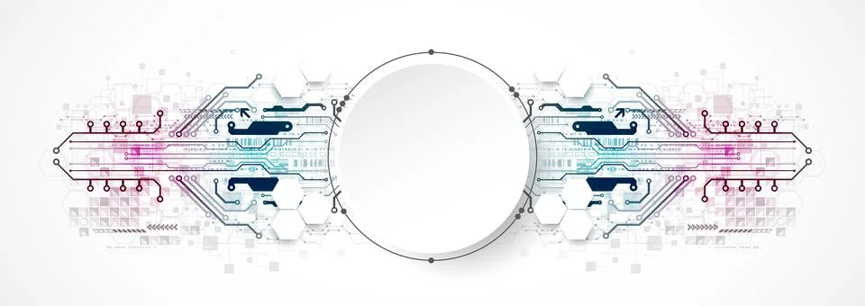 Abstract circle technology concept. Circuit board, high computer color backgr Stock Illustration