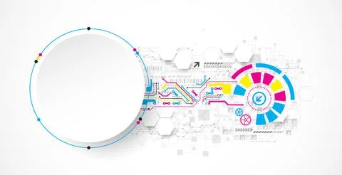 Abstract circle technology concept. Circuit board, high computer color backgr Stock Illustration