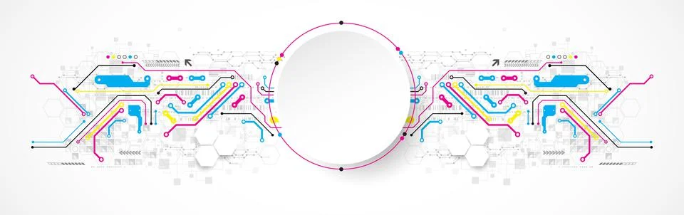 Abstract circle technology concept. Circuit board, high computer color backgr Stock Illustration