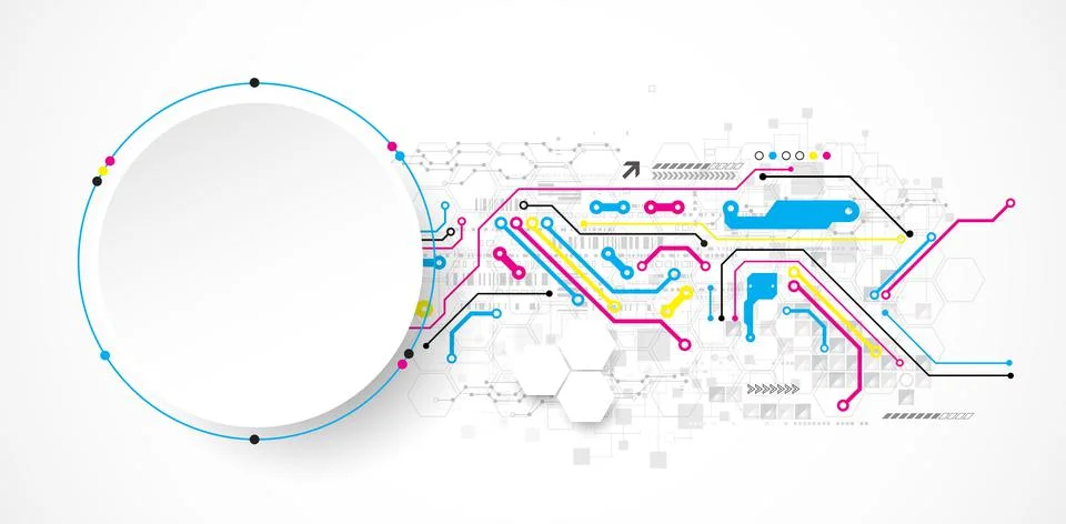 Abstract circle technology concept. Circuit board, high computer color backgr Stock Illustration