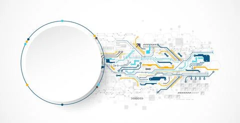 Abstract circle technology concept. Circuit board, high computer color backgr 스톡 일러스트