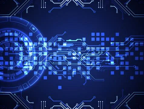 Abstract circle technology concept. Circuit board, high computer color backgr Stock Illustration