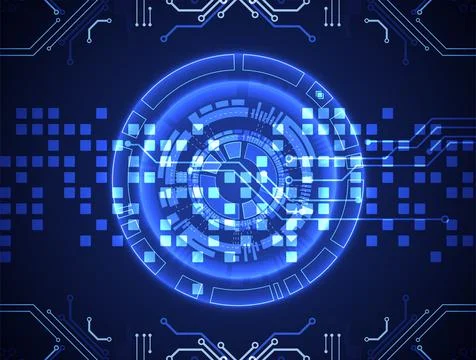 Abstract circle technology concept. Circuit board, high computer color backgr Stock Illustration