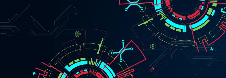 Abstract circle technology concept. Circuit board, high computer color backgr Stock Illustration