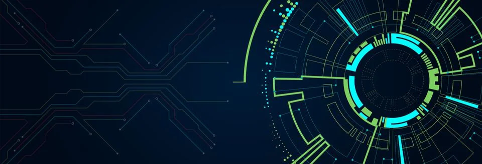 Abstract circle technology concept. Circuit board, high computer color backgr 스톡 일러스트