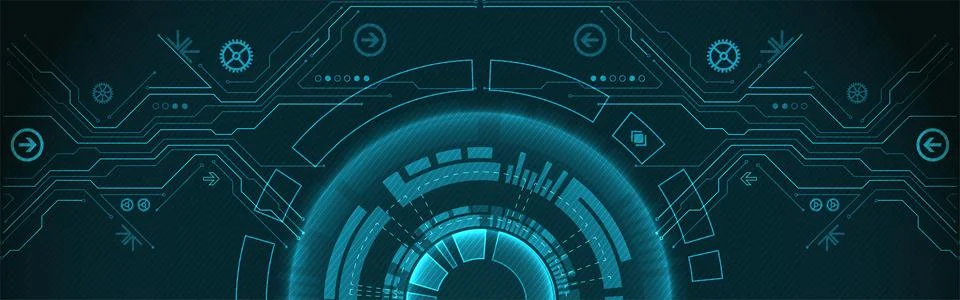 Abstract circle technology concept. Circuit board, high computer color backgr Illustrazione stock