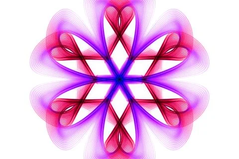 Abstract circle of thin pink and purple lines intersecting with a cross in th Stock Photos