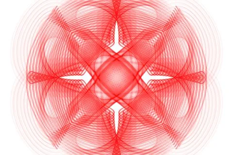 Abstract circle of thin red lines intersecting with a cross in the middle on  Stock Photos
