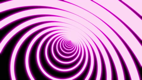 Abstract circle tunnel composed of bright lime-yellow neon light lines. Black Stock Footage 133013949