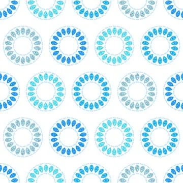 Abstract circle vector background, blue seamless pattern Stock Illustration