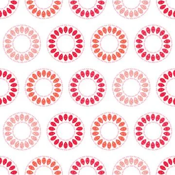 Abstract circle vector background, red pink and white seamless pattern Stock Illustration