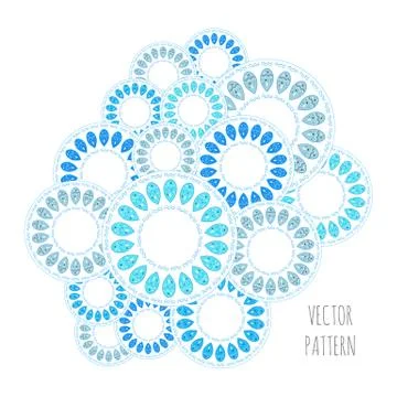 Abstract circle vector pattern, blue and white drops ornament Illustrazione stock