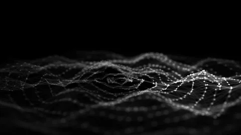 Abstract circle wave with moving dots. Flow of particles. Cyber technology. 스톡 동영상 272594546