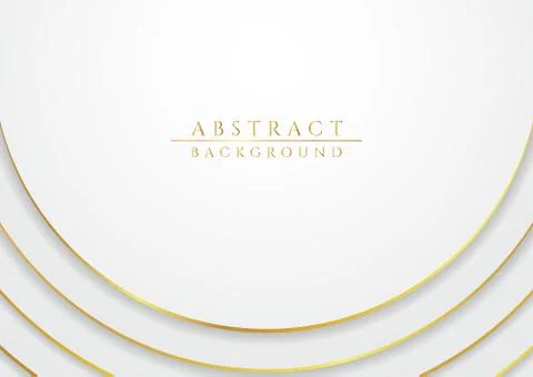 Abstract circle wave shape overlap white and gold metallic design with space Stock Illustration