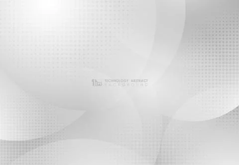 Abstract circle white and gray gradient design technology with halftone Stock Illustration