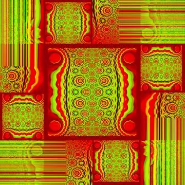 Abstract circles and squares pattern bright green red Stock Illustration