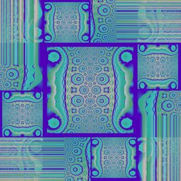 Abstract circles and squares pattern turquoise blue green purple Stock Illustration