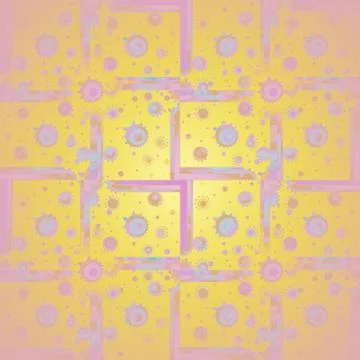 Abstract circles and squares pattern pink violet yellow blurred Stock Illustration