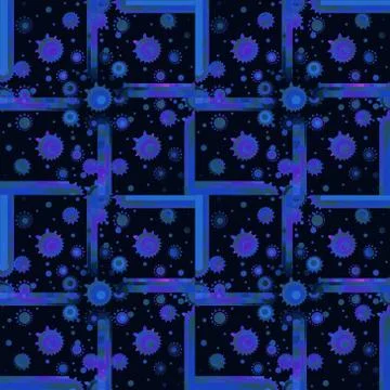 Abstract circles and squares pattern black purple blue Stock Illustration