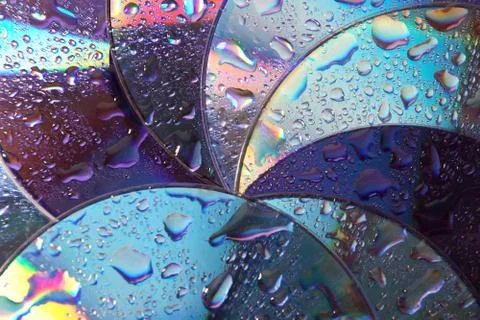 Abstract circles background. CDs SD multicolor water drops background Stock-Fotos