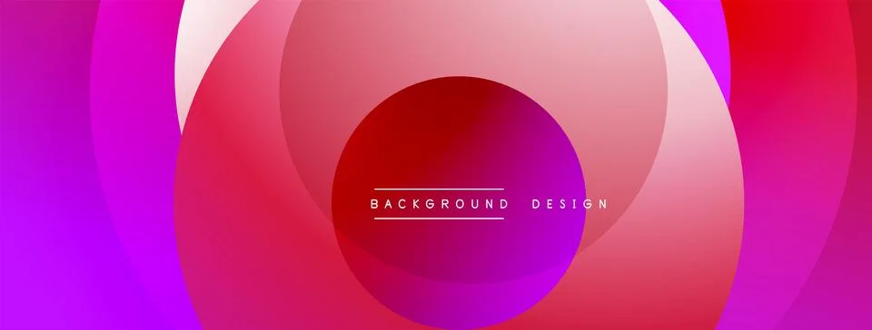 Abstract circles create vibrant gradient effect. Pink, purple hues dominate Illustrazione stock