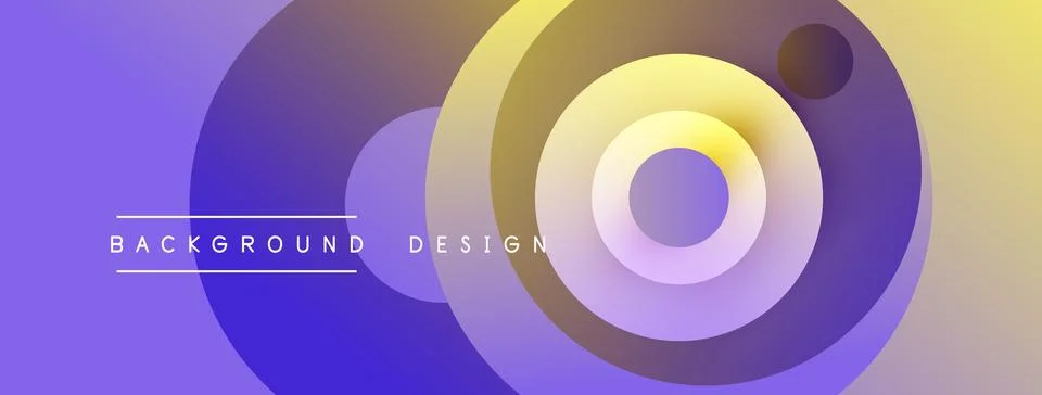 Abstract circles create vibrant gradient background. Purple, yellow hues blen 스톡 일러스트