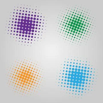 Abstract circles with dotted gradient halftone effect. Stock Illustration