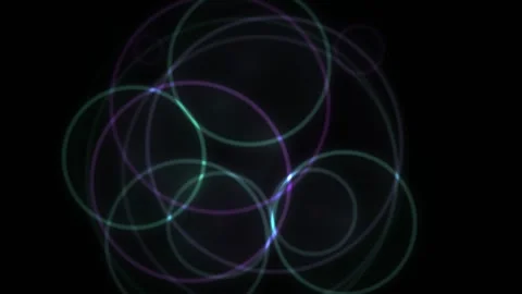 Abstract Circles of Glowing Neon Light Moving on Black Background for Moder.. Stock Footage 345274185