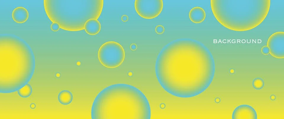 Abstract circles on a gradient background. Turquoise-yellow 3D sphere. Stylish Stock Illustration