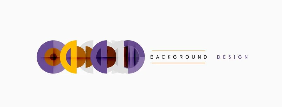 Abstract circles, lines create modern design. Background features purple, y.. 스톡 일러스트