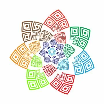 Abstract circles lines round frame colorful rainbow, color wave Stock Illustration